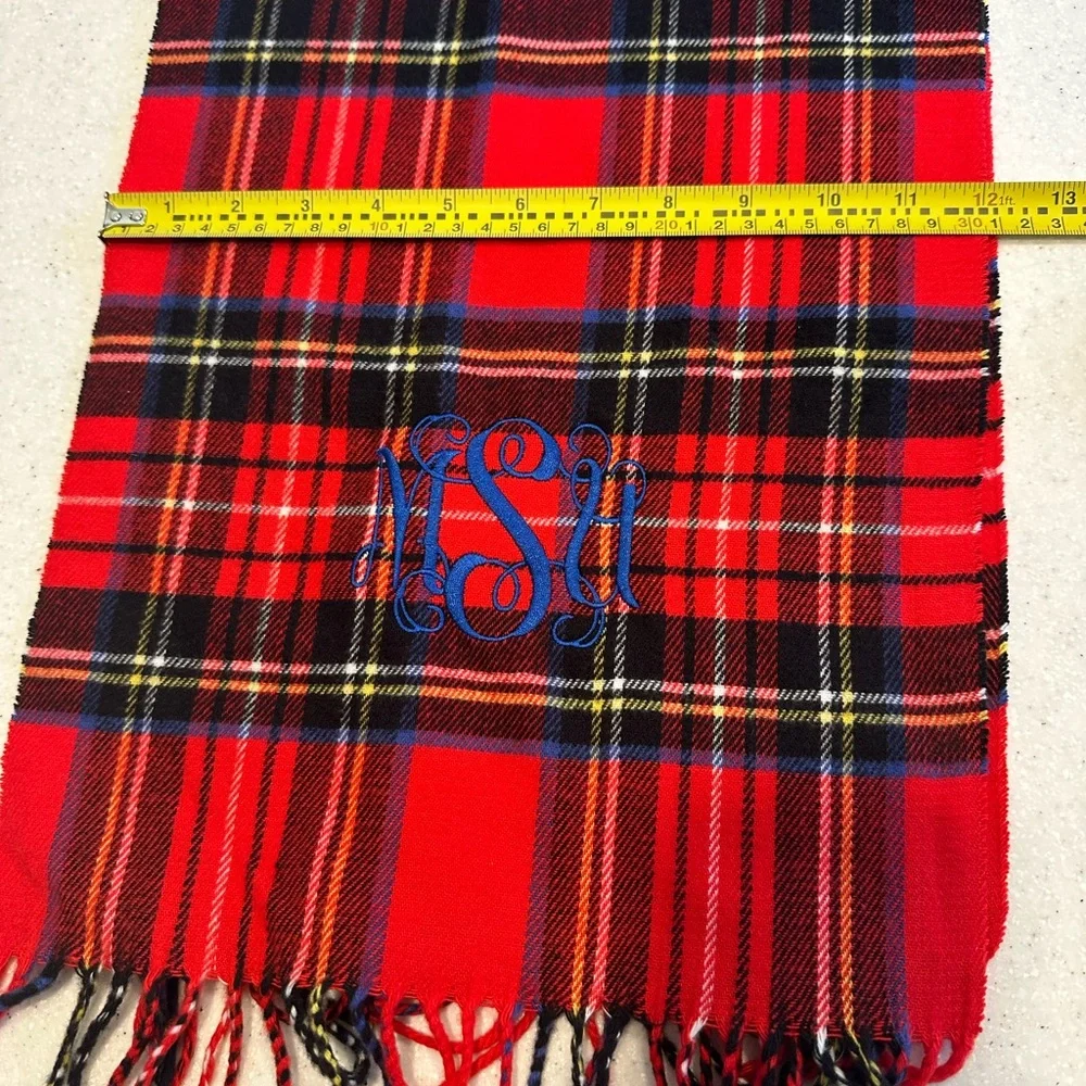 Michigan State University Embroidered 100% Cashmere Tartan Red & Black Scarf
